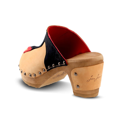 Walk On Wood Women Clogs Cuoio Nero