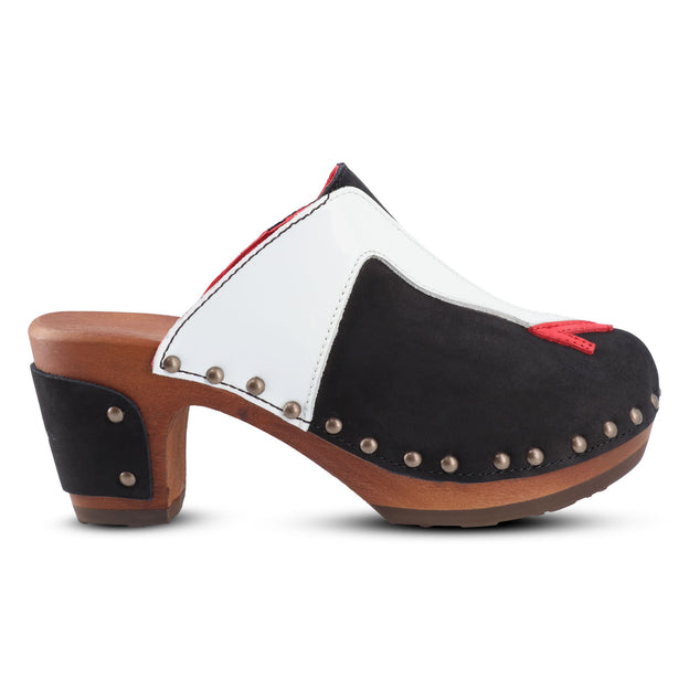 Walk On Wood Women Clogs Nero Blanco Walk On Wood Women Clogs Nero Blanco