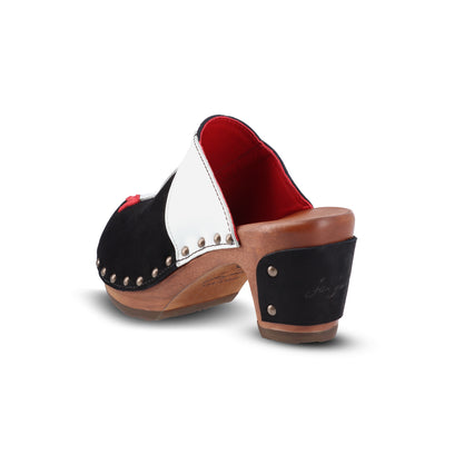 Walk On Wood Women Clogs Nero Blanco